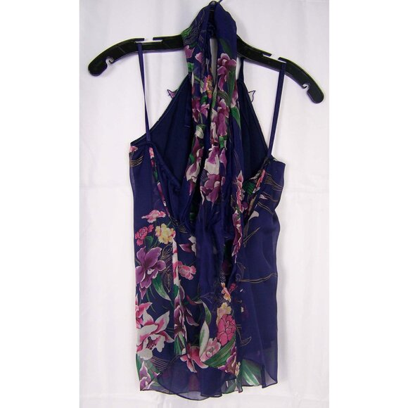 Elie Tahari 100% Silk Floral Halter Neck Tie Top, Sz XS - Picture 2 of 2